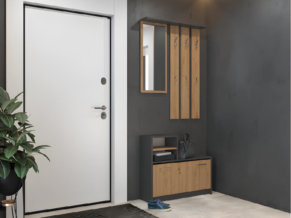 vente unique VITTORIA - Vestiaire d'entrée - Patère murale + miroir + rangement chaussures - 180x85x24 - Meuble d'entrée