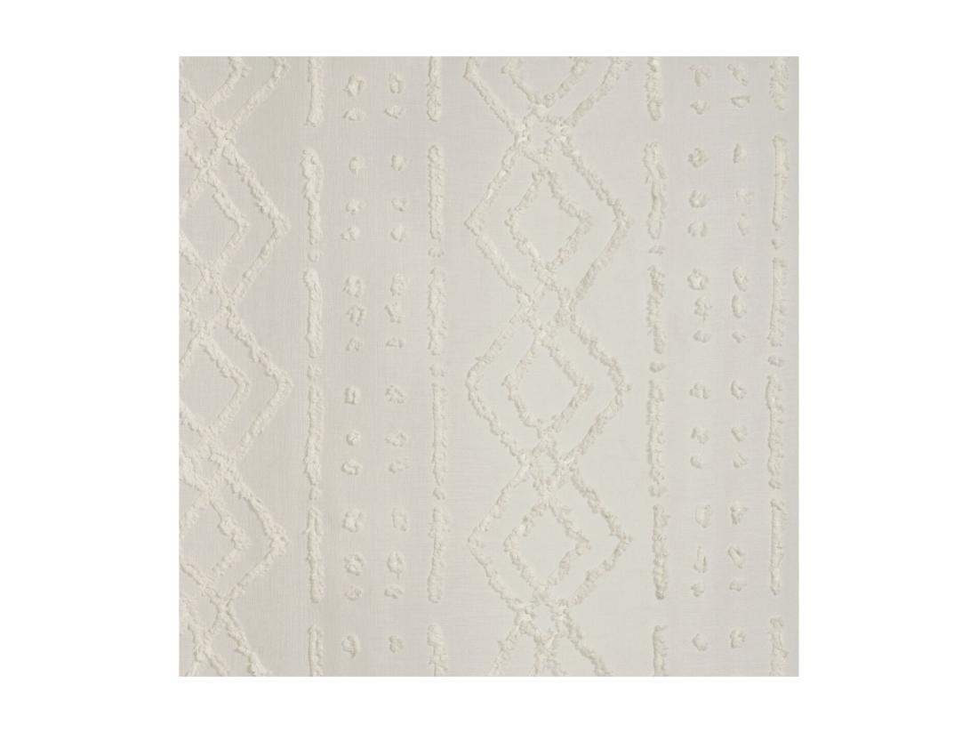 Vente Unique Voilage à œillets Beige Lin Motif Jacquard 140 X 240 Cm