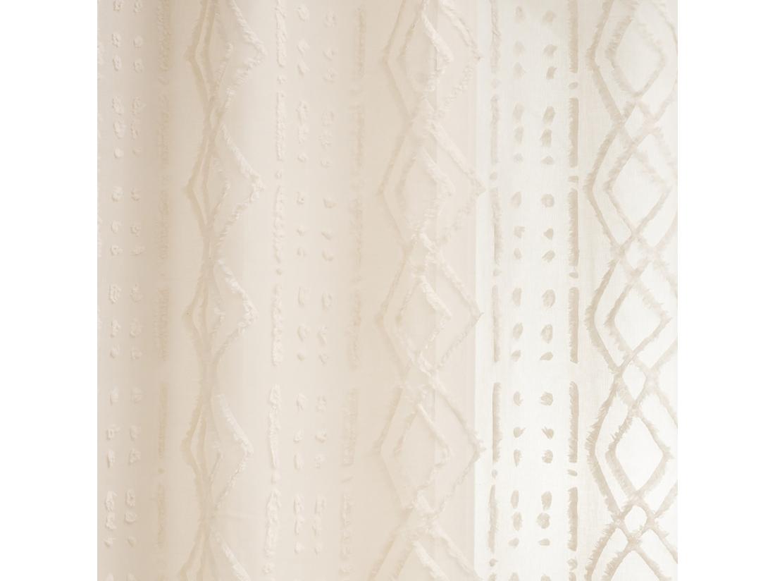 Vente Unique Voilage à œillets Beige Lin Motif Jacquard 140 X 240 Cm
