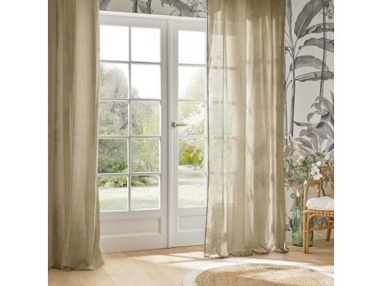 Vente Unique Voilage à œillets En Polyester Et Coton Beige Lin 135 X 240 Cm