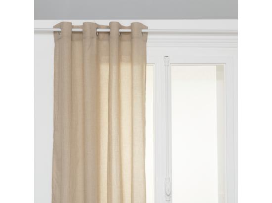 vente unique Voilage à œillets en polyester et coton Beige lin 135 x 240 cm