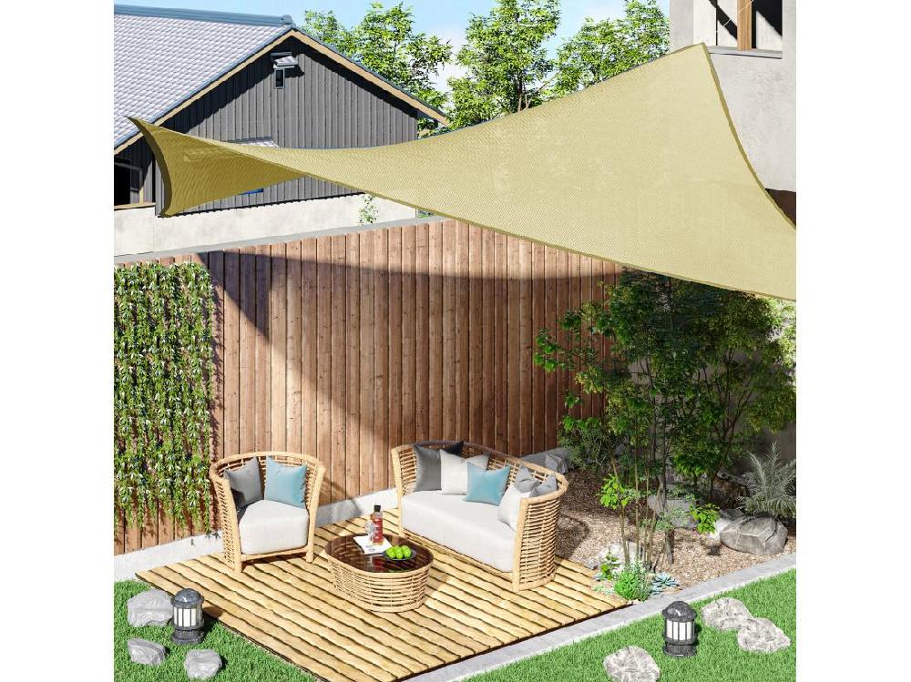 Vente Unique Voile D'ombrage Carré 3 X 3 M Polyéthylène Haute Densité Résistant Aux UV Coloris Sable