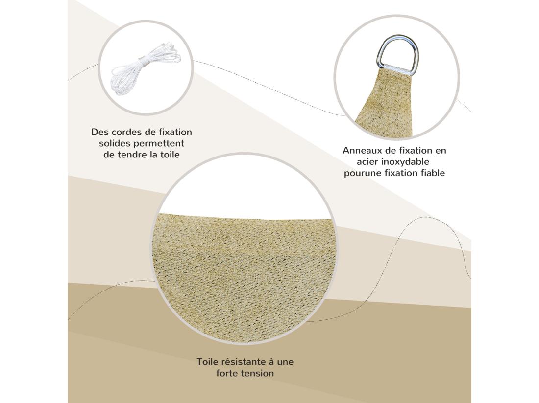 Vente Unique Voile D'ombrage Carré 3 X 3 M Polyéthylène Haute Densité Résistant Aux UV Coloris Sable