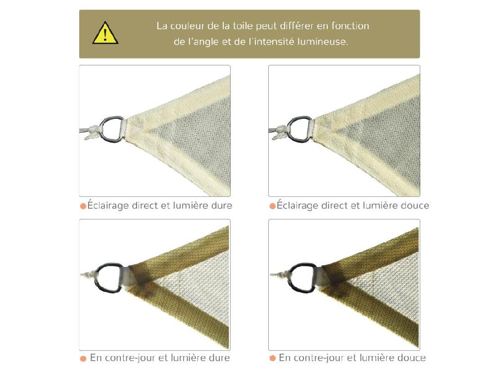 Vente Unique Voile D'ombrage Carré 3 X 3 M Polyéthylène Haute Densité Résistant Aux UV Coloris Sable