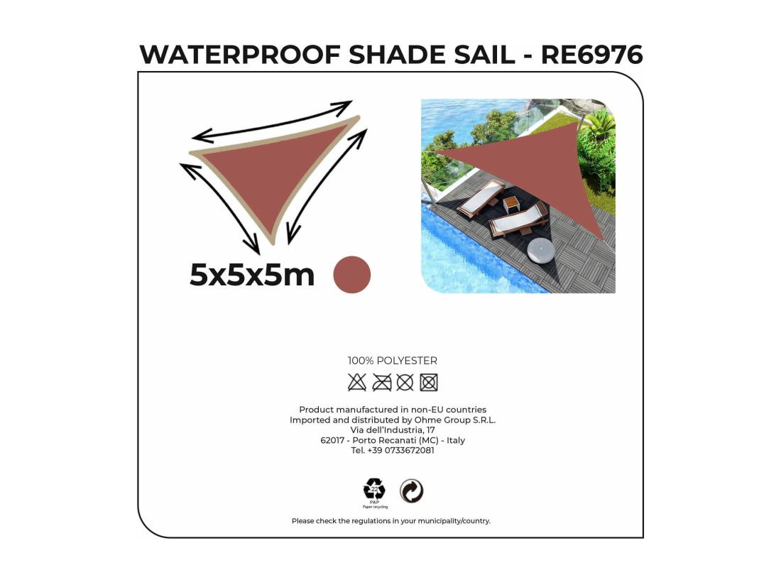 Vente Unique Voile D'ombrage Palma 500x500x500 Polyester Imperméable Acier Rouge