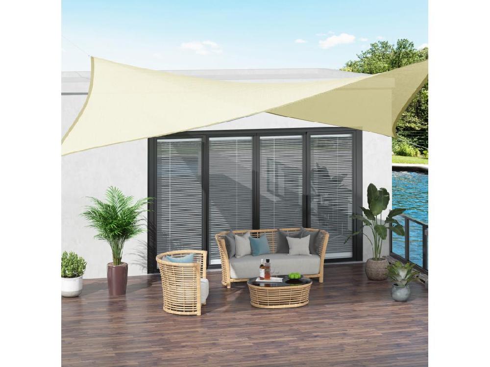 Vente Unique Voile D'ombrage Rectangulaire 3 X 4 M Polyéthylène Haute Densité Résistant Aux UV Coloris Crème
