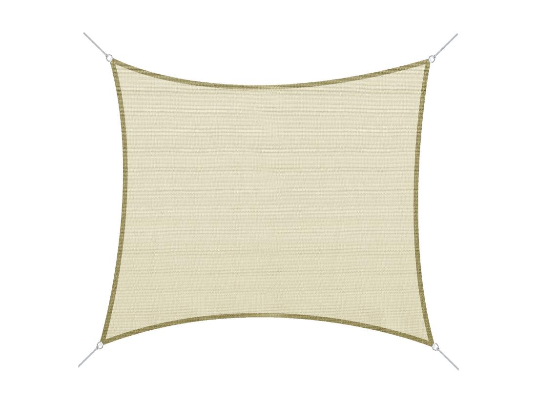 Vente Unique Voile D'ombrage Rectangulaire 3 X 4 M Polyéthylène Haute Densité Résistant Aux UV Coloris Crème