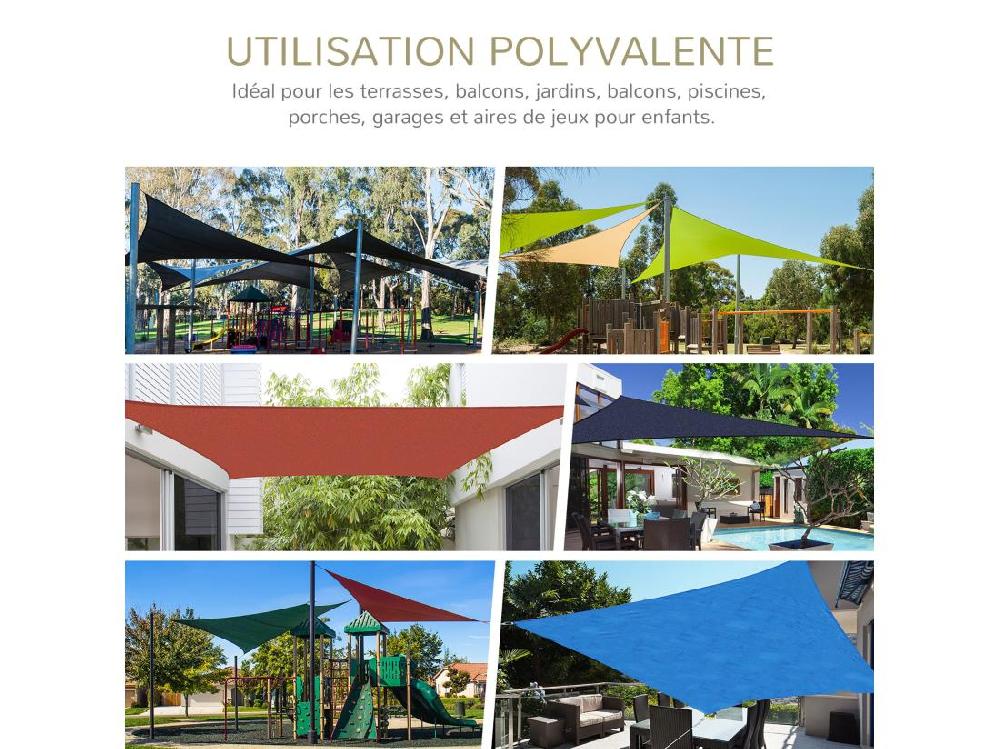 Vente Unique Voile D'ombrage Rectangulaire 3 X 4 M Polyéthylène Haute Densité Résistant Aux UV Coloris Crème