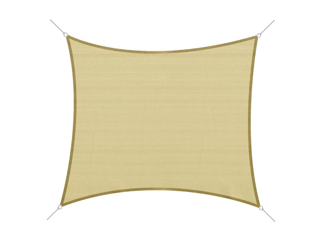 Vente Unique Voile D'ombrage Rectangulaire 3 X 4 M Polyéthylène Haute Densité Résistant Aux UV Coloris Sable
