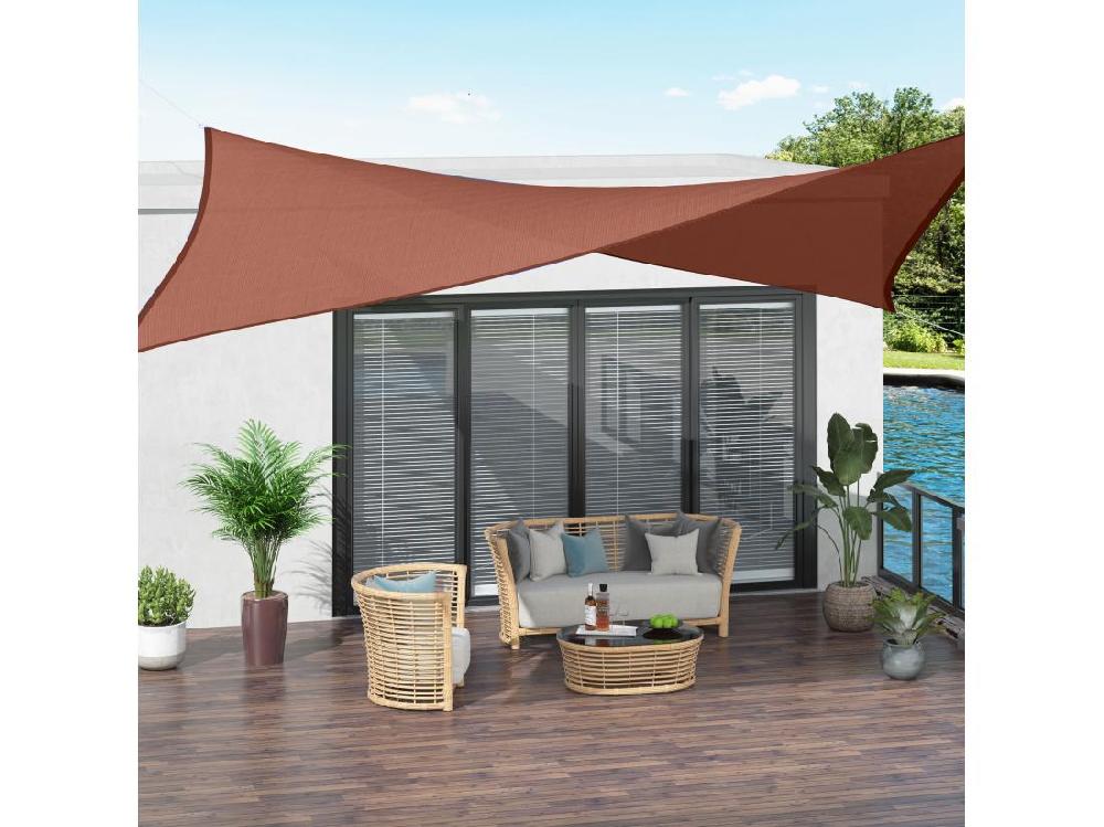 Vente Unique Voile D'ombrage Rectangulaire 3 X 4 M Polyéthylène Haute Densité Résistant Aux UV Rouge