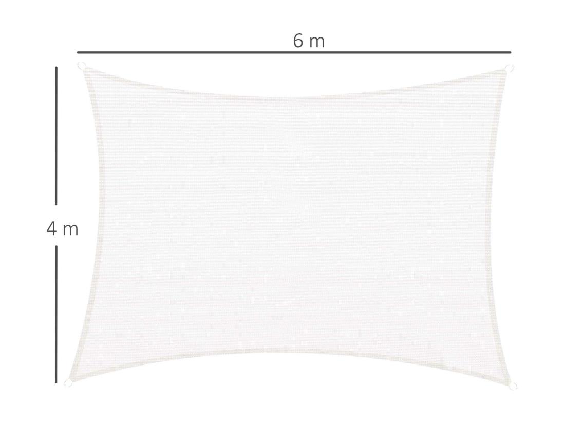 Vente Unique Voile D'ombrage Rectangulaire 4 X 6 M Toile Solaire Taud De Soleil Crème