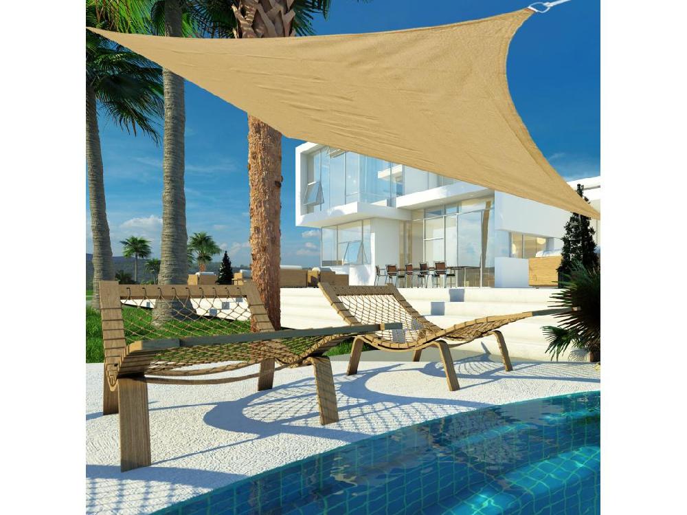 Vente Unique Voile D'ombrage Rectangulaire 4x6m Toile Solaire Taud De Soleil Sable