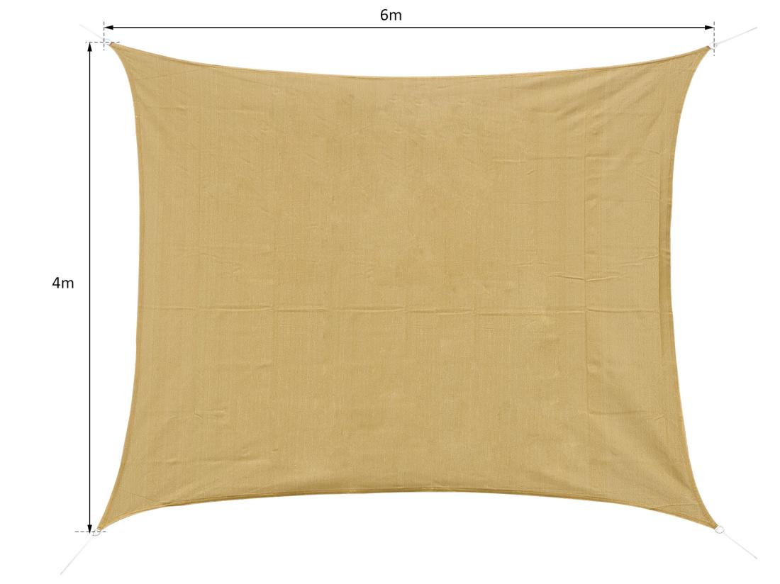 Vente Unique Voile D'ombrage Rectangulaire 4x6m Toile Solaire Taud De Soleil Sable