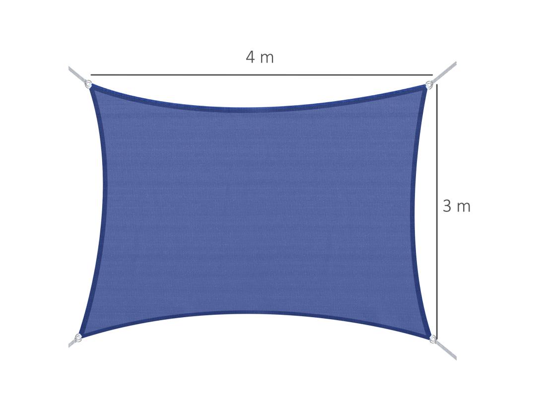 Vente Unique Voile D'ombrage Rectangulaire Anti-UV HDPE 4L X 3l M Bleu