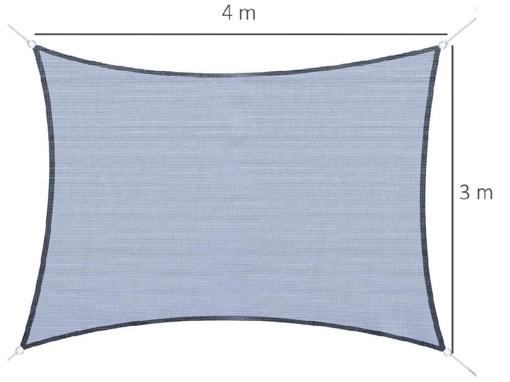 Vente Unique Voile D'ombrage Rectangulaire Anti-UV HDPE 4L X 3l M Gris