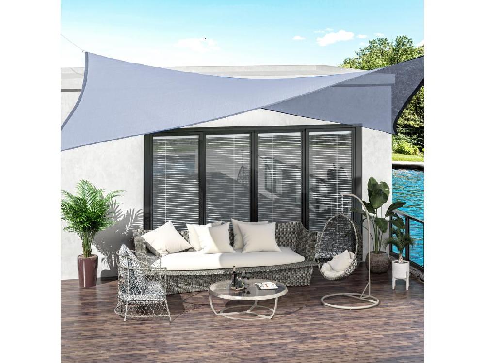 Vente Unique Voile D'ombrage Rectangulaire Anti-UV HDPE 4L X 3l M Gris