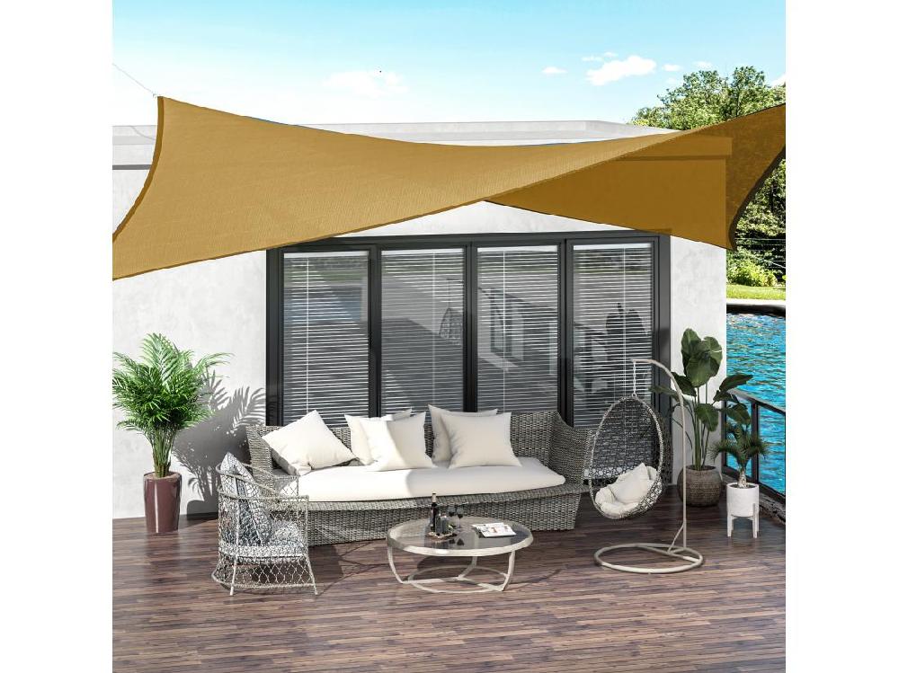 vente unique Voile d'ombrage toile solaire rectangulaire 6L x 4l m HDPE jaune
