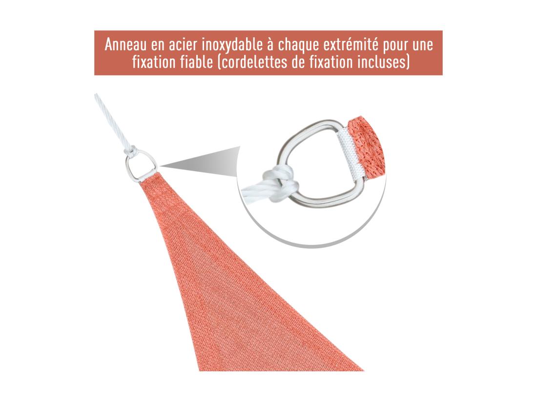 Vente Unique Voile D'ombrage Triangulaire Grande Taille 3 X 3 X 3 M Polyéthylène Haute Densité Résistant Aux UV Rouge