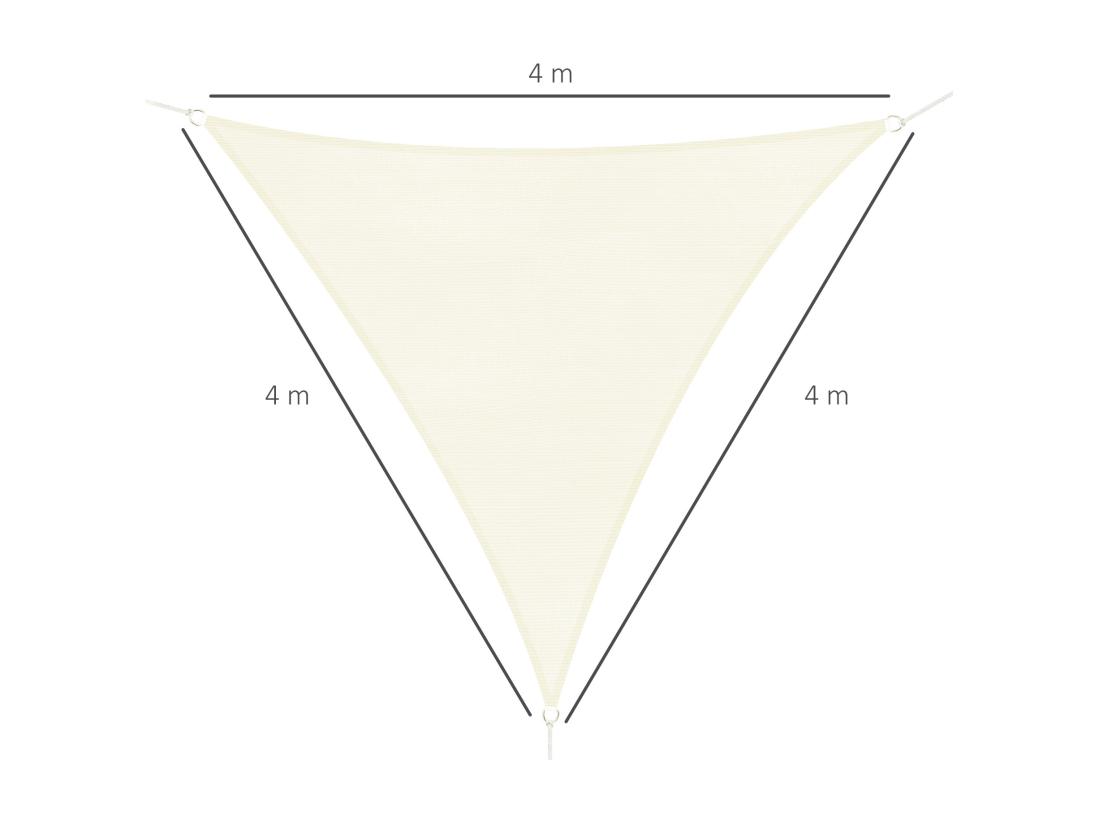 Vente Unique Voile D'ombrage Triangulaire Grande Taille 4 X 4 X 4 M Polyéthylène Haute Densité Résistant Aux UV Crème