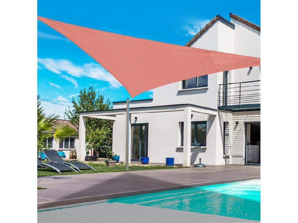 Vente Unique Voile D'ombrage Triangulaire Grande Taille 6 X 6 X 6 M Polyéthylène Haute Densité Résistant Aux UV Rouge