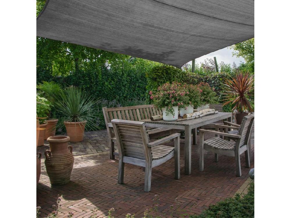 Vente Unique Voile Rectangulaire En Polyéthylène Gris Avec Cordes 3x4