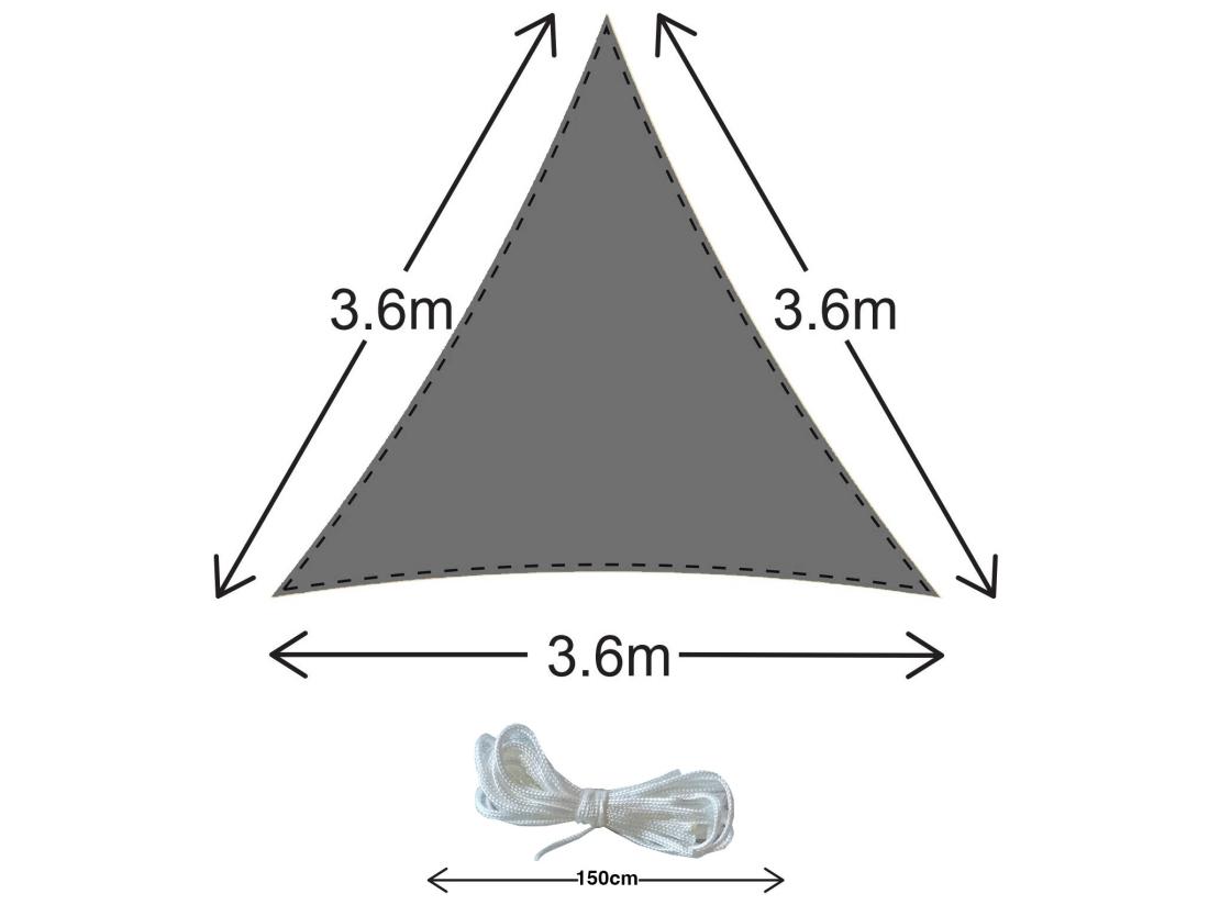Vente Unique Voile Triangulaire En Polyéthylène Gris 3.6x3.6x3.6