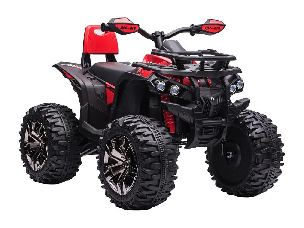 vente unique Voiture 4x4 quad buggy électrique enfant 12 V 5 Km/h max. effets lumineux sonores selle avec dossier porte-bagage avant métal PP rouge noir