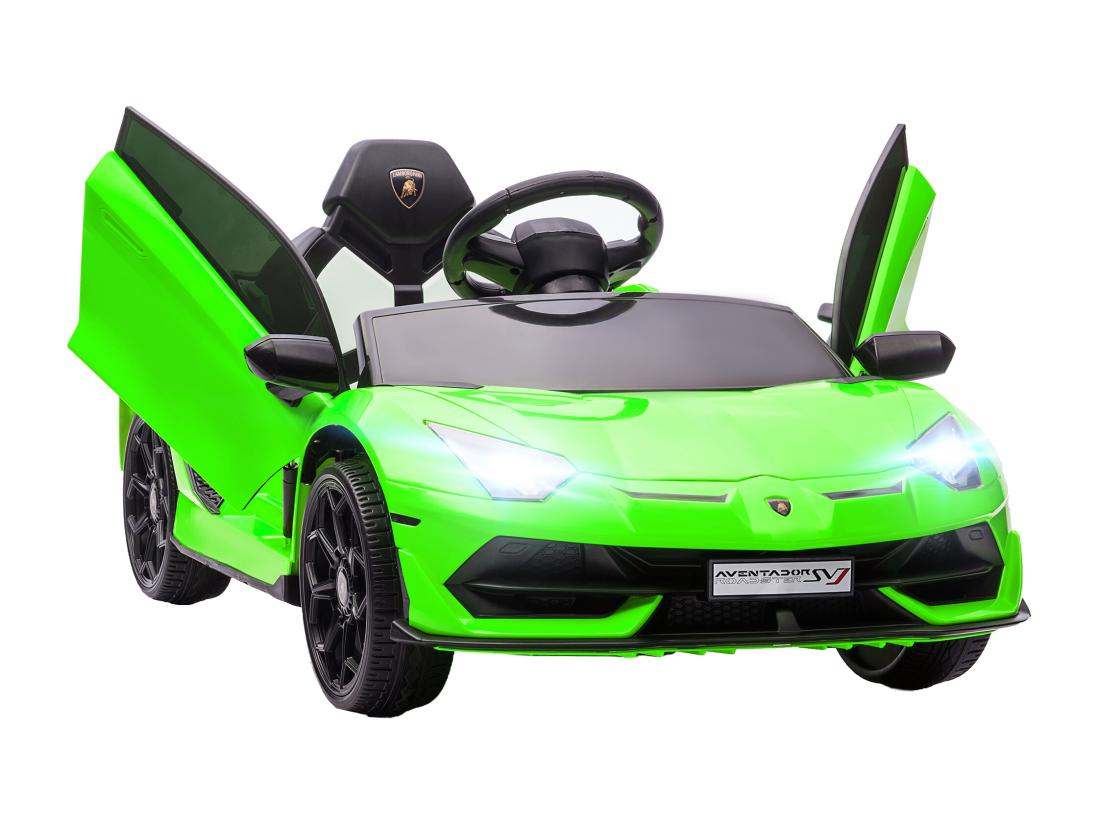 Vente Unique Voiture électrique Enfant Licence Lamborghini Aventador Roadster SVJ Télécommande Effets Sonores Lumineux Vert