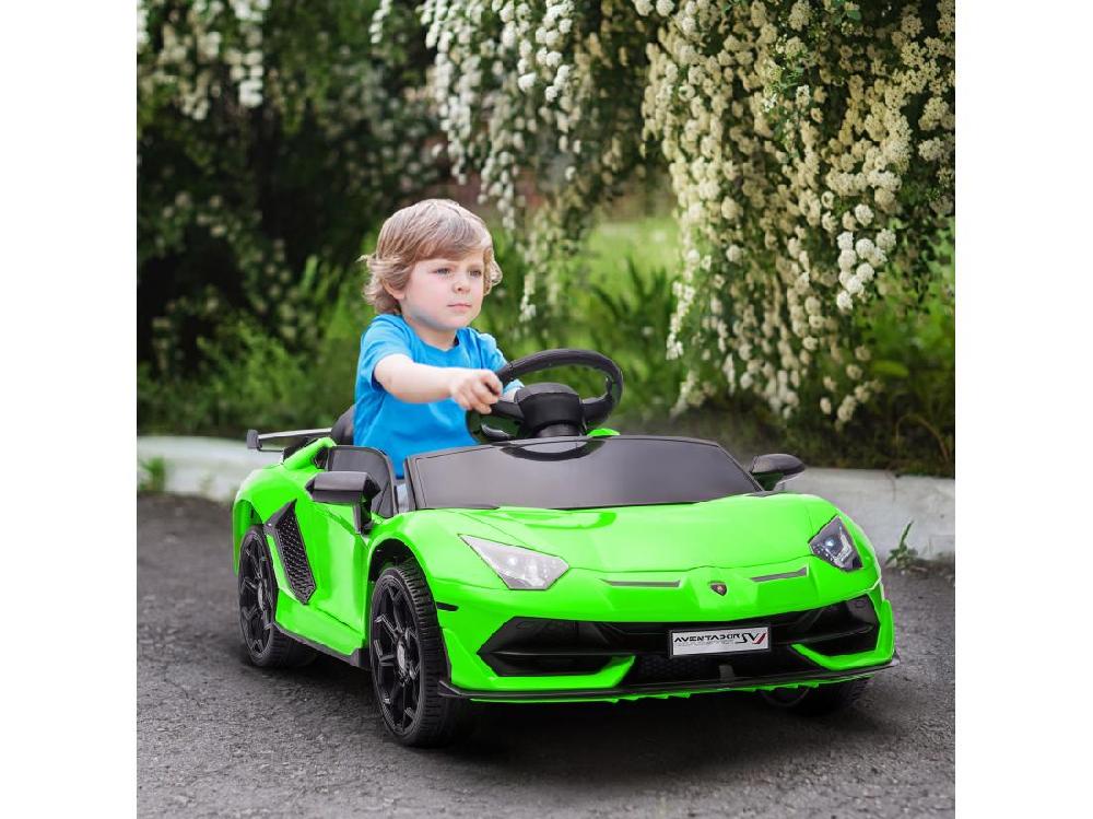 Vente Unique Voiture électrique Enfant Licence Lamborghini Aventador Roadster SVJ Télécommande Effets Sonores Lumineux Vert