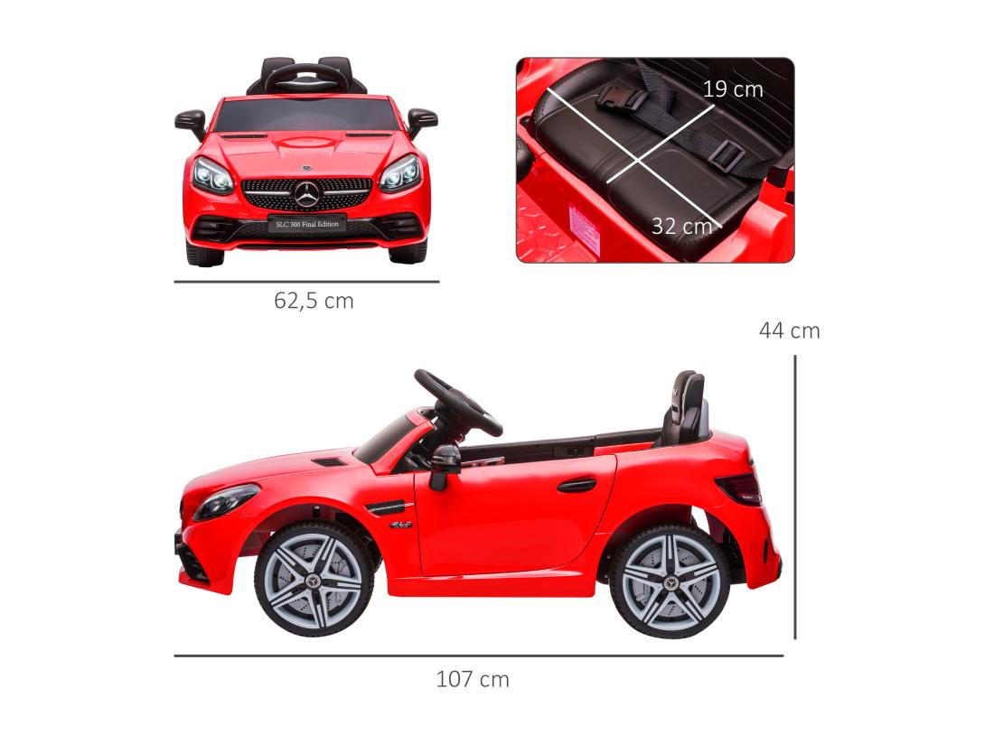 Vente Unique Voiture Véhicule électrique Enfant 6 V 5 Km/h Max. Télécommande Effets Sonores + Lumineux Mercedes SLC 300 Rouge