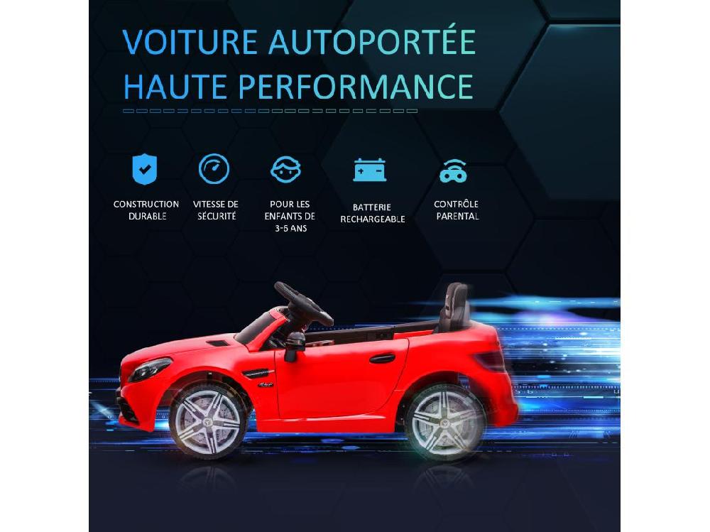 Vente Unique Voiture Véhicule électrique Enfant 6 V 5 Km/h Max. Télécommande Effets Sonores + Lumineux Mercedes SLC 300 Rouge