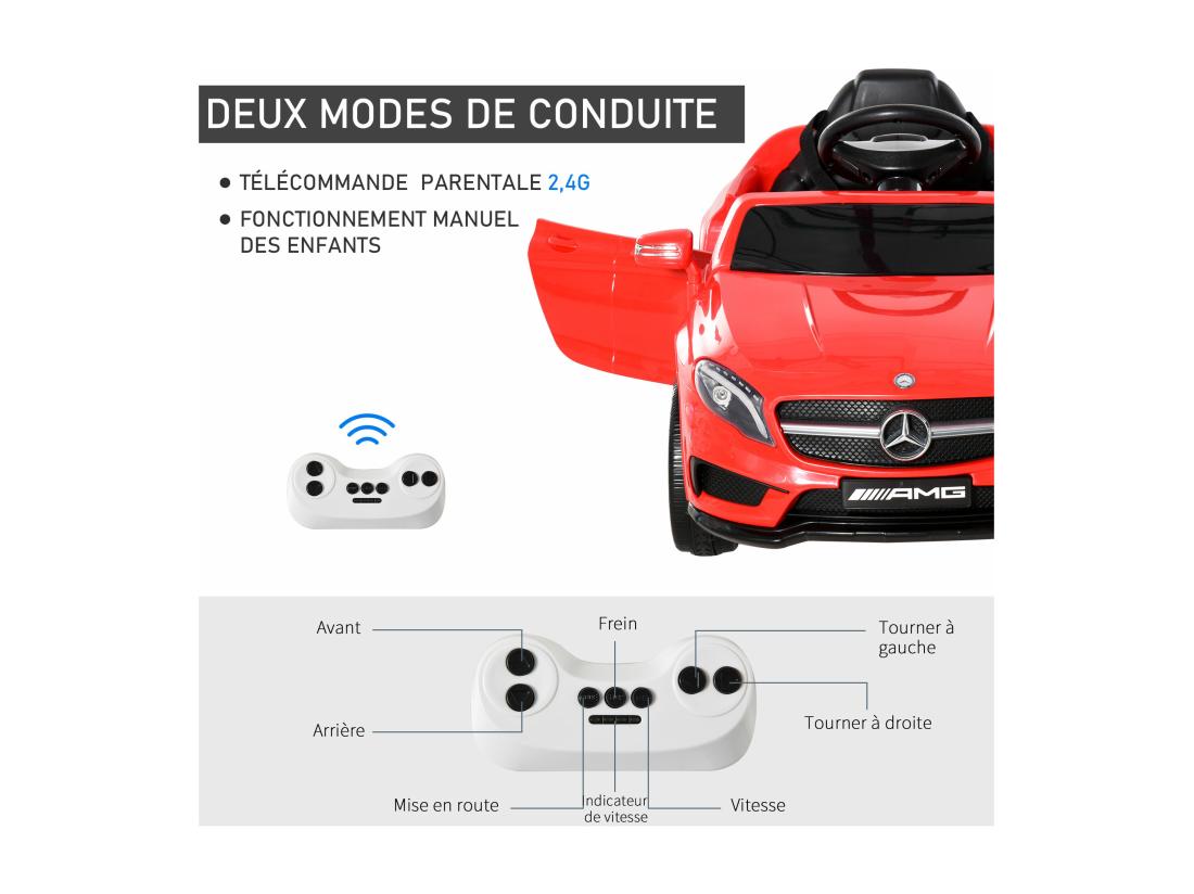 Vente Unique Voiture Véhicule électrique Enfant 6 V 7 Km/h Max. Télécommande Effets Sonores + Lumineux Mercedes GLA AMG Rouge