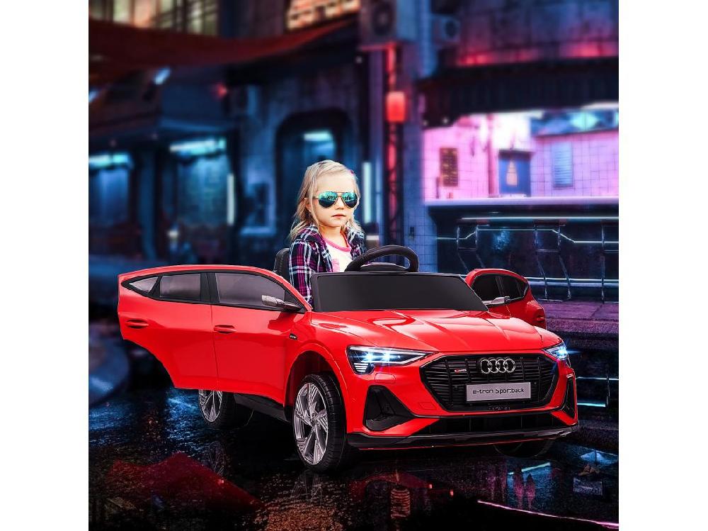 Vente Unique Voiture Véhicule électrique Enfant E-tron Sportback S Line 12 V - V. Max. 8 Km/h - Effets Sonores Lumineux - Télécommande Port USB MP3 - Rouge