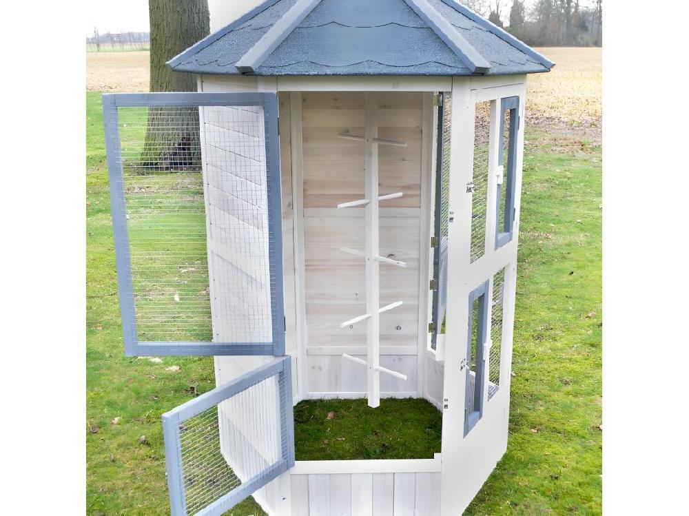 Vente Unique Voliere Cage A Oiseaux En Bois De Haute Qualite 100 X 180 X 100 Cm Modele Luise 309