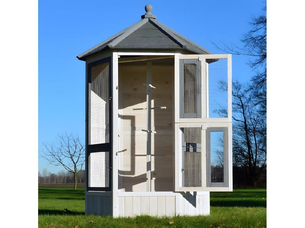 vente unique Voliere Cage a oiseaux en bois de haute qualite 100 x 180 x 100 cm Modele Luise 309