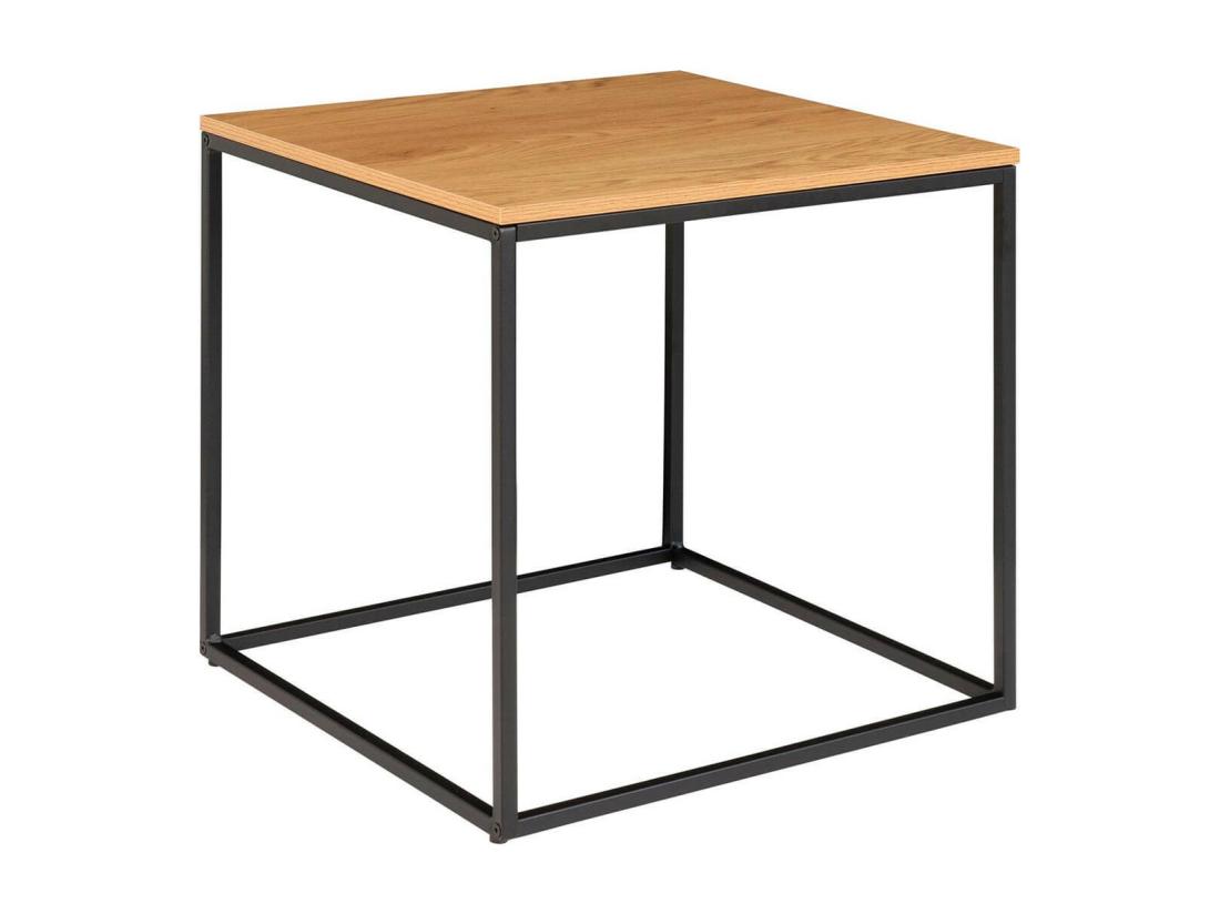 Vente Unique VOLLRAD - Bout De Canapé Carré Acier Et Bois Aspect Naturel