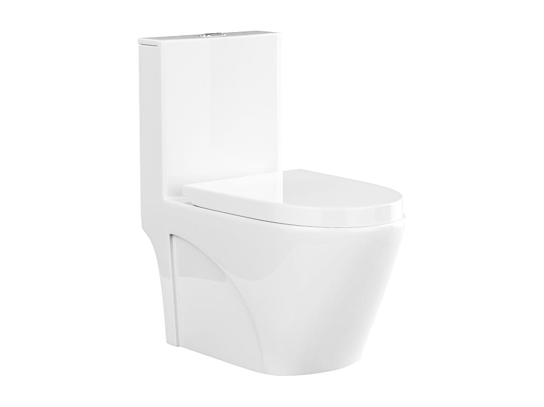 Vente Unique WC à Poser Blanc Brillant En Céramique - Evacuation Horizontale - NAGILAM