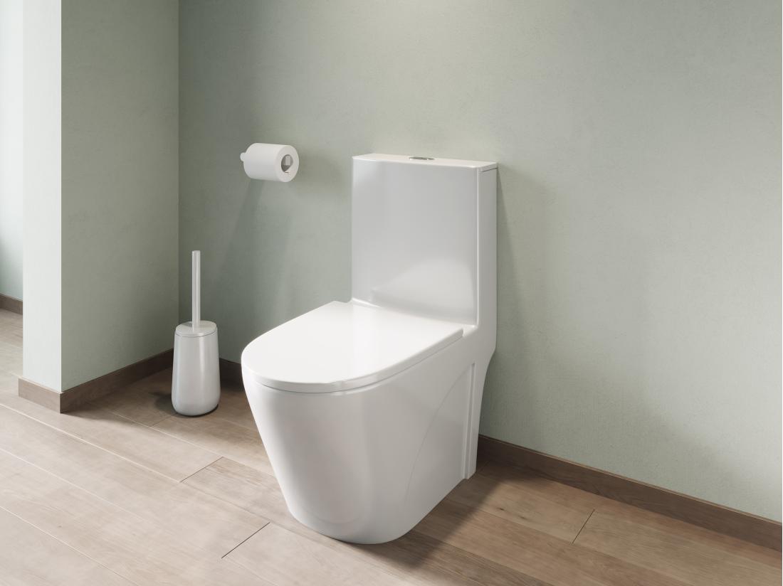 vente unique WC à poser blanc brillant en céramique - Evacuation verticale - NAGILAM