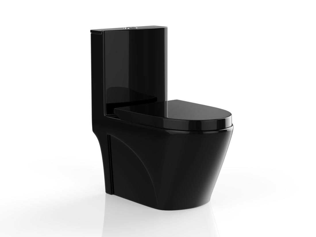 Vente Unique WC à Poser Noir Brillant En Céramique - Evacuation Verticale - NAGILAM