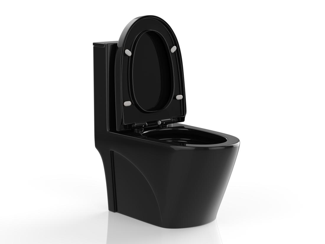 Vente Unique WC à Poser Noir Brillant En Céramique - Evacuation Verticale - NAGILAM