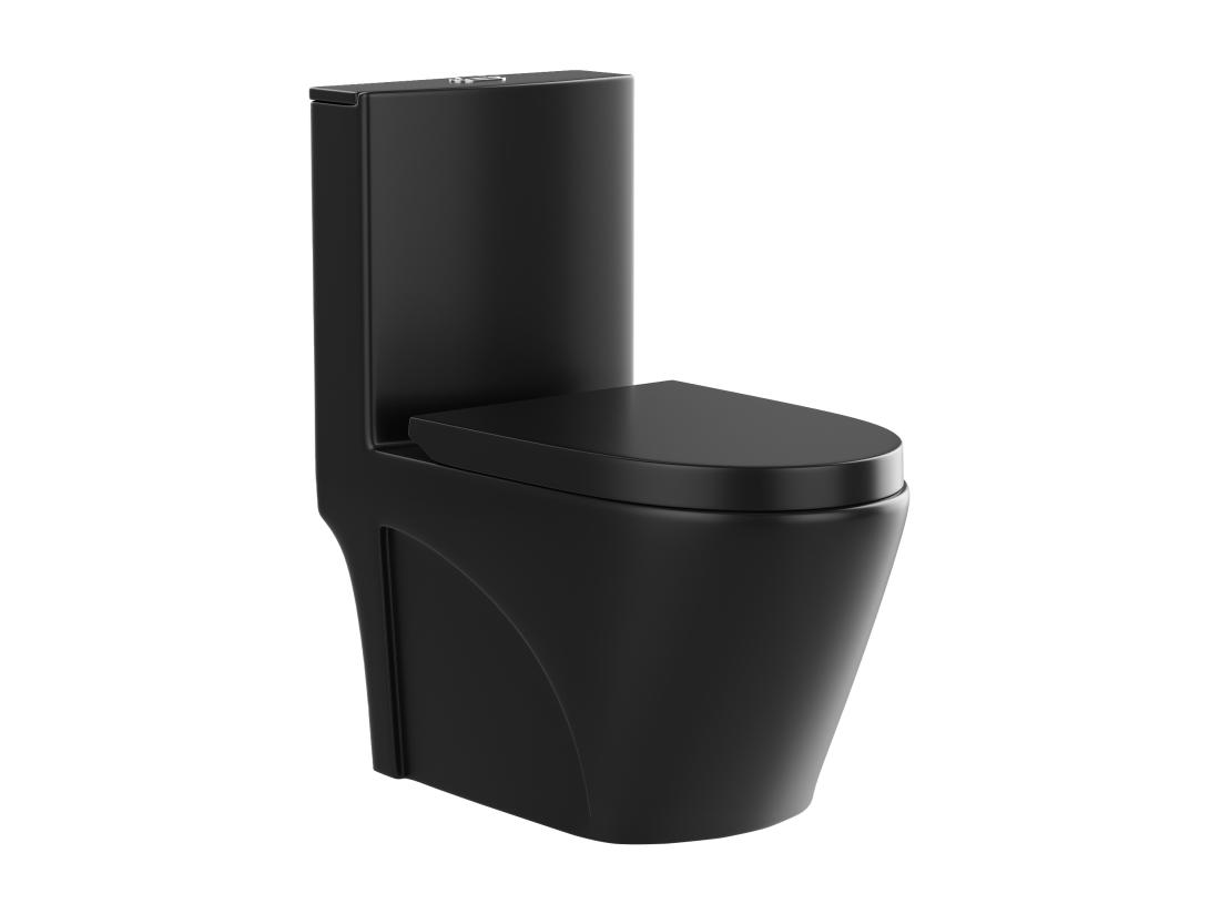 Vente Unique WC à Poser Noir Mat En Céramique - Evacuation Horizontale - NAGILAM