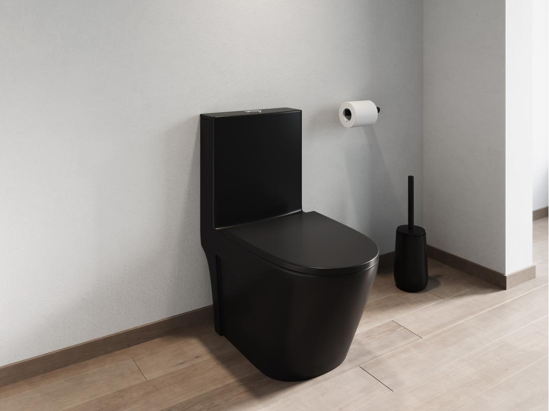 vente unique WC à poser noir mat en céramique - Evacuation horizontale - NAGILAM