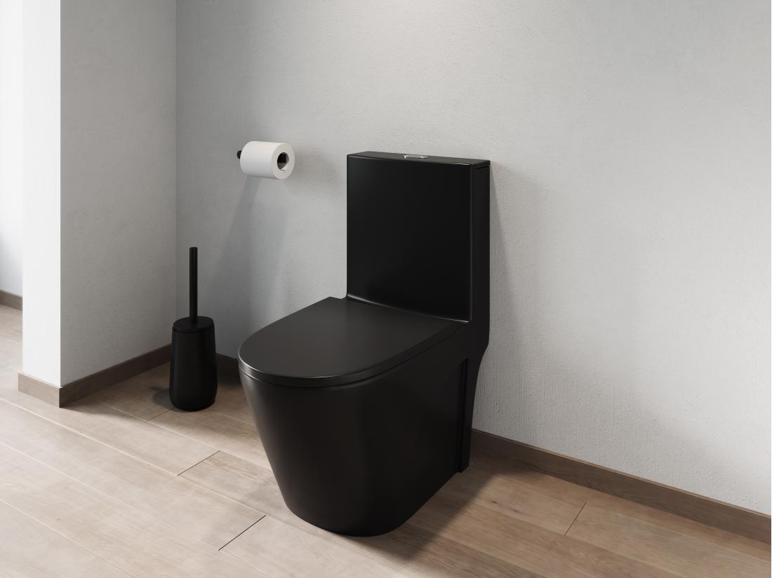 vente unique WC à poser noir mat en céramique - Evacuation verticale - NAGILAM