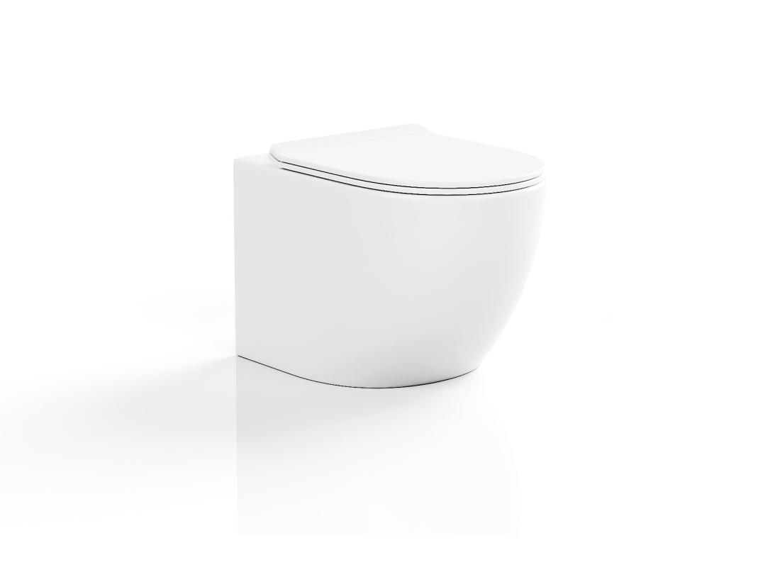 Vente Unique WC Suspendu Blanc Brillant En Céramique Sans Bride - JAVOINE