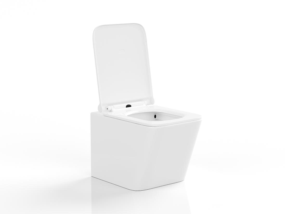 Vente Unique WC Suspendu Blanc Brillant En Céramique Sans Bride - CLEMONA