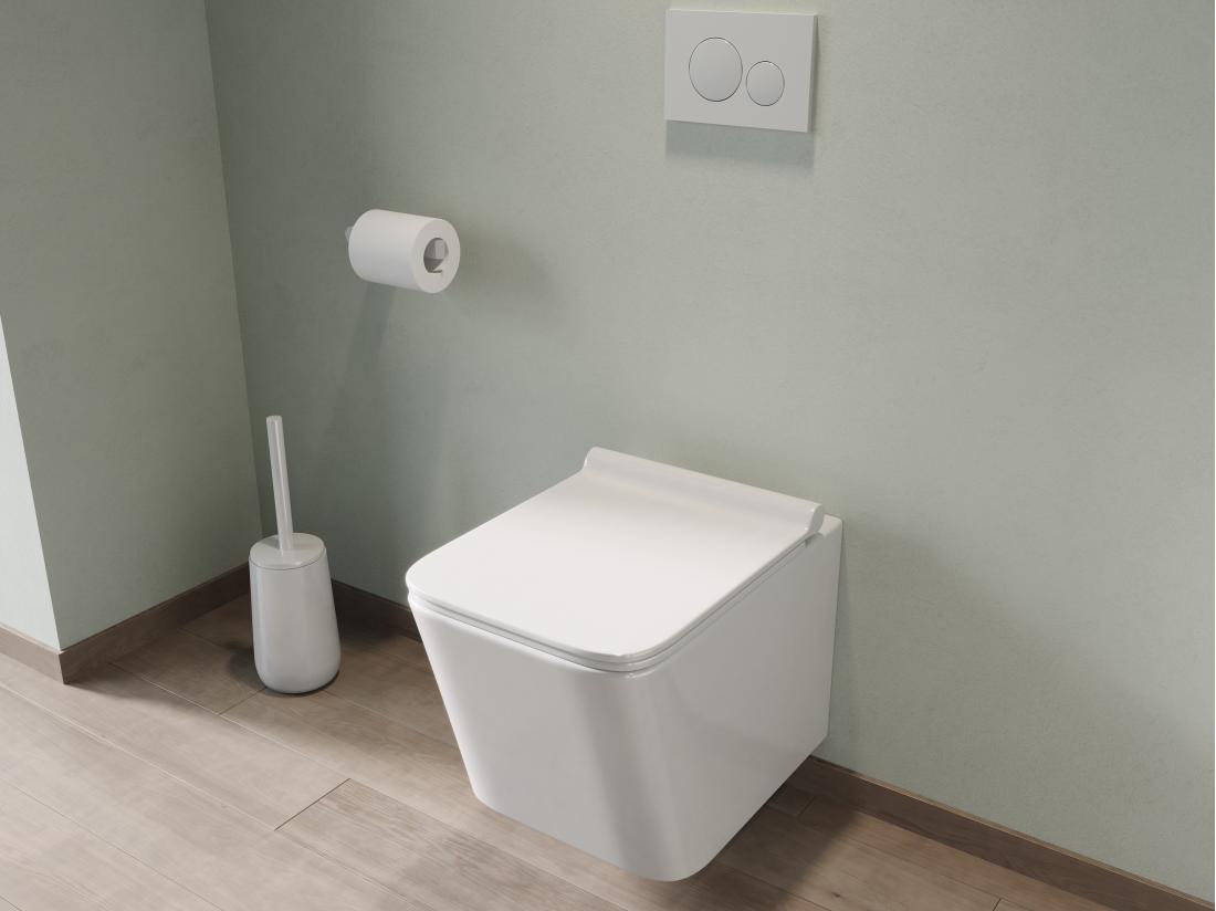 vente unique WC suspendu blanc brillant en céramique sans bride - CLEMONA