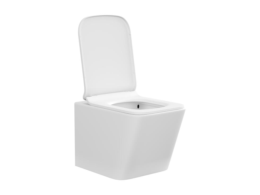 Vente Unique WC Suspendu Blanc Mat En Céramique Sans Bride - CLEMONA