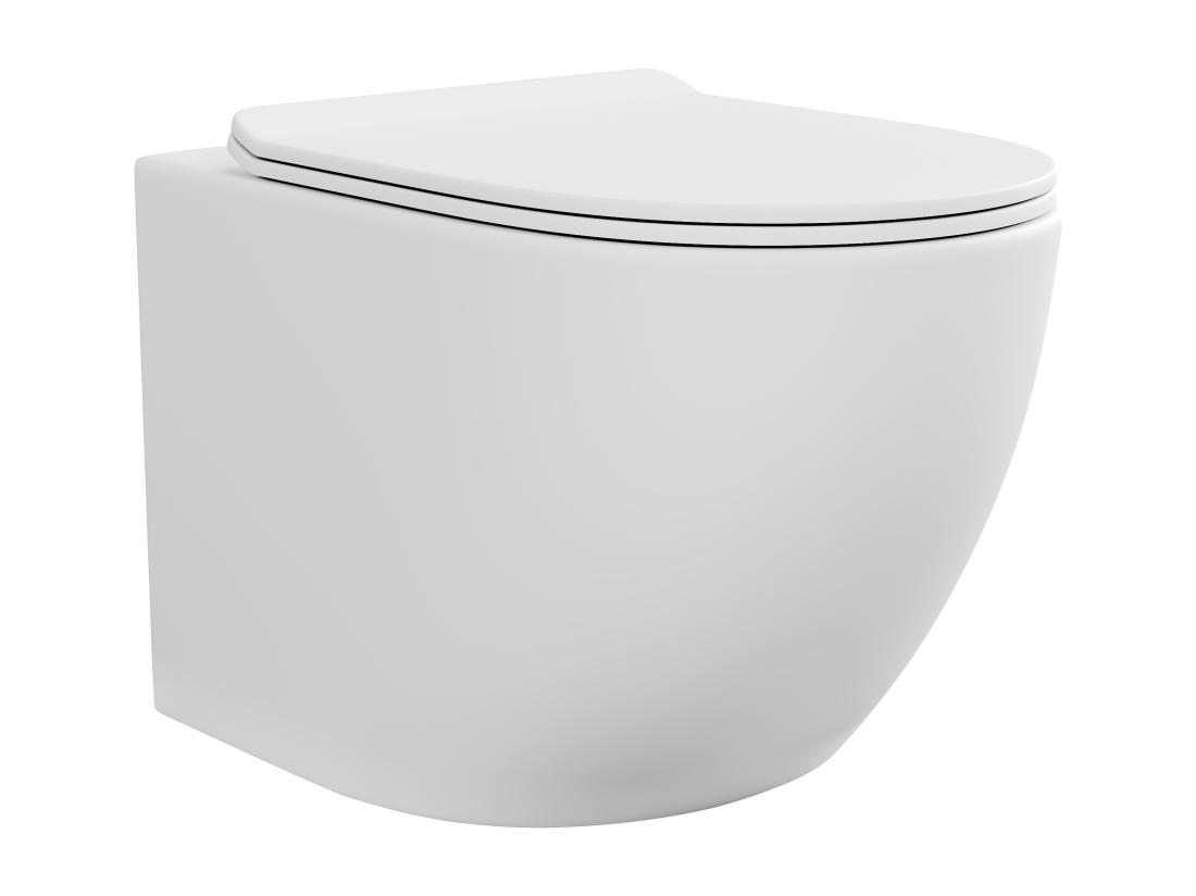 Vente Unique WC Suspendu Blanc Mat En Céramique Sans Bride - JAVOINE