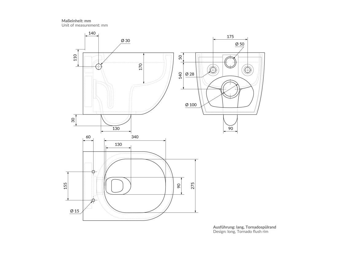 vente unique WC suspendu longue nano chasse d'eau tornado fonction bidet noir siège Softclose