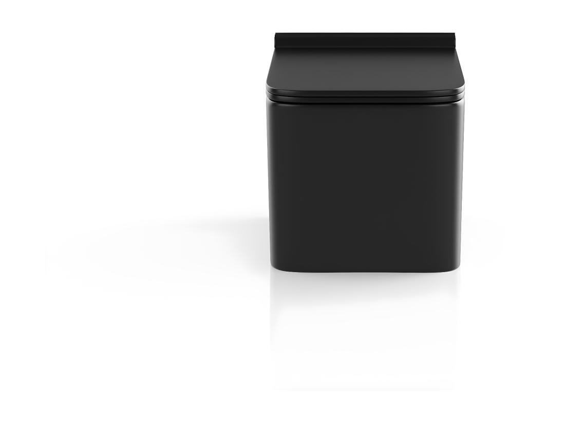 Vente Unique WC Suspendu Noir Mat En Céramique Sans Bride - CLEMONA